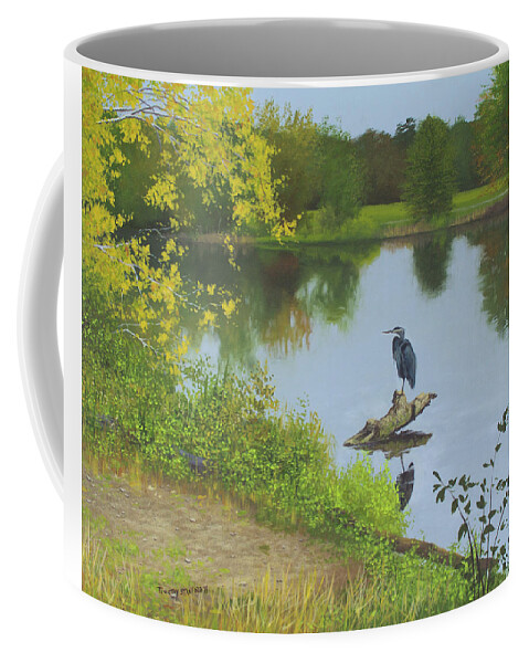 Landscape Coffee Mug featuring the painting Solitary Vigil by Timothy Stanford