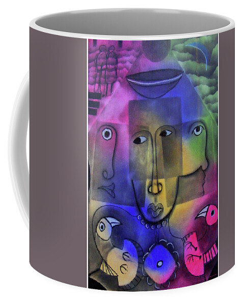 Abstract Coffee Mug featuring the painting Song Of Songs by Winston Saoli 1950-1995