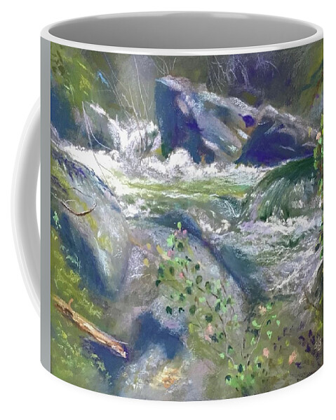 Rushing Water Coffee Mug featuring the pastel Song of Spring by Sandra Lee Scott