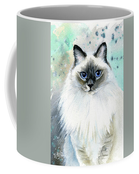 Cat Coffee Mug featuring the painting Sophie Fluffy Cat Painting by Dora Hathazi Mendes