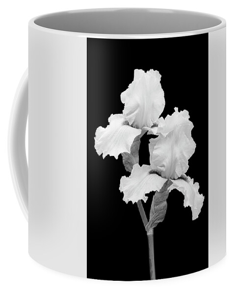 Iris Coffee Mug featuring the photograph Sophisticated Iris BW by Susan Candelario