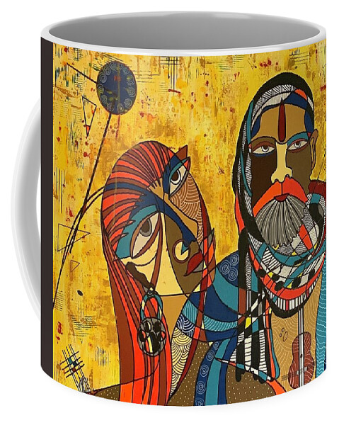 Cubism Coffee Mug featuring the painting Soul Mates by Raji Musinipally
