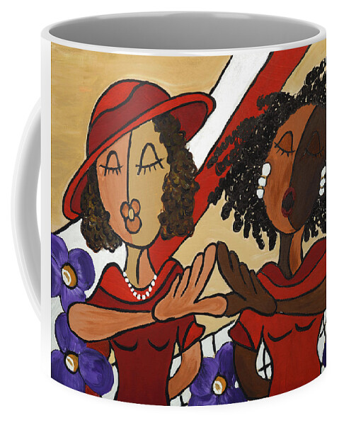 Sisterhood Coffee Mug featuring the painting Soul Sistas by Chiquita Howard-Bostic