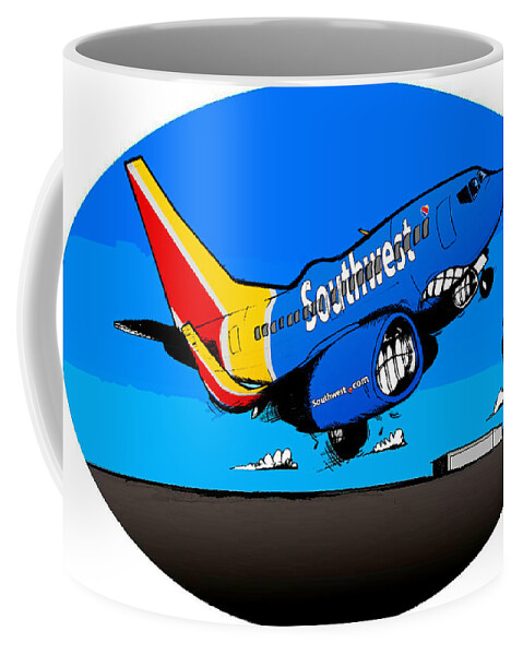 Boeing Coffee Mug featuring the drawing Southwest 737 by Michael Hopkins