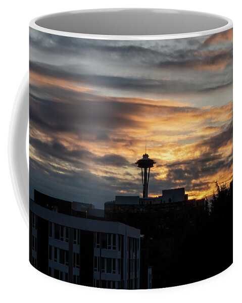 Sunset Coffee Mug featuring the photograph Space Needle Sunset by Cathy Anderson