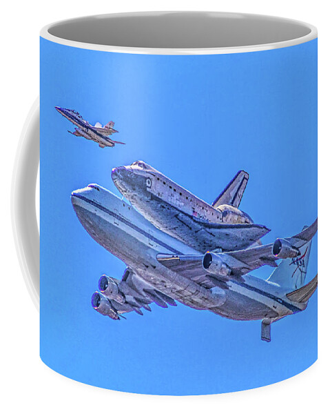 Space Shuttle Endevour Coffee Mug featuring the photograph Space Shuttle over Griffith Park by Tommy Anderson