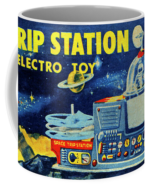 Vintage Toy Posters Coffee Mug featuring the drawing Space Trip Station Electro Toy by Vintage Toy Posters