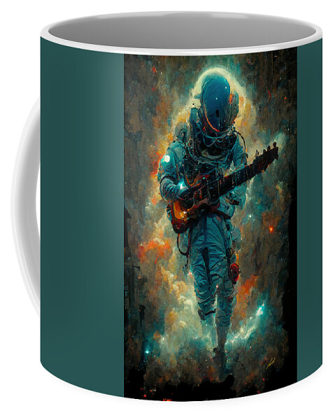 Spaceman Coffee Mug featuring the painting Spaceman player I - oryginal artwork by Vart. by Vart