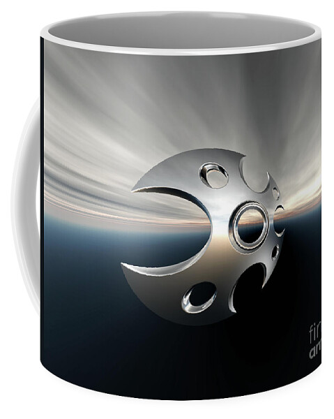 Spaceship Coffee Mug featuring the digital art Spaceship On Horizon by Phil Perkins