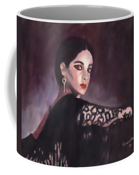 Girl Coffee Mug featuring the drawing Spanish Dancer by Quwatha Valentine