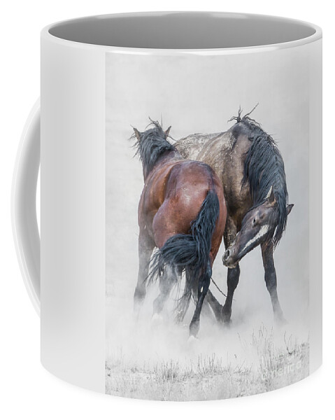 Horses Coffee Mug featuring the photograph Spar Dusting by Lisa Manifold