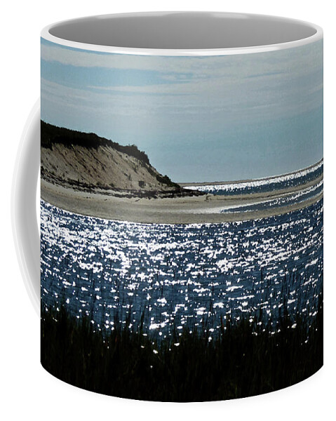 Abstract Coffee Mug featuring the mixed media Sparkles on the Beach by Sharon Williams Eng