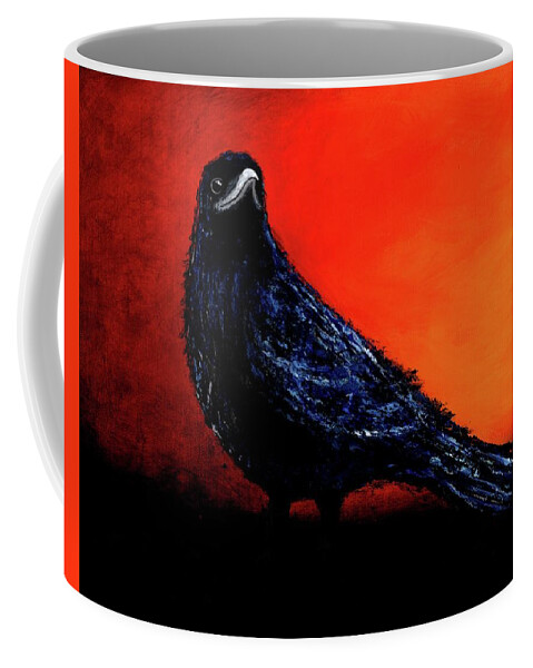 Crow Coffee Mug featuring the painting Speaking Words of Wisdom by Cindy Johnston