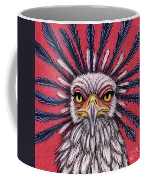 Secretarybird Coffee Mug featuring the painting Spectacular Secretarybird by Amy E Fraser