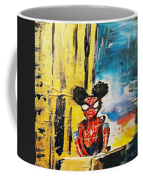 Fun Love Girl Black Girl Art Collector Happy Viral Happy Color Coffee Mug featuring the painting Spider Girl by Shemika Bussey