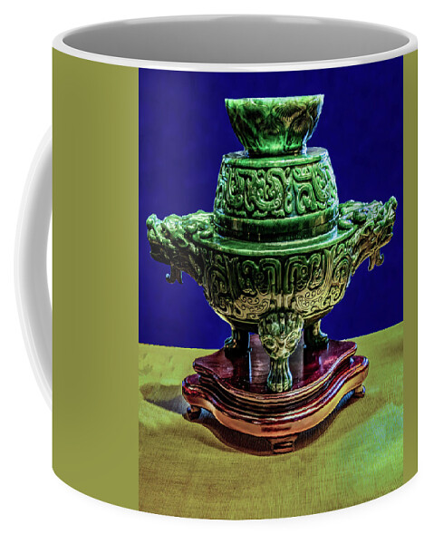 Spinach Green Censor Coffee Mug featuring the photograph Spinach Green Censor With 2 Dragons And 3 Feet by Flees Photos