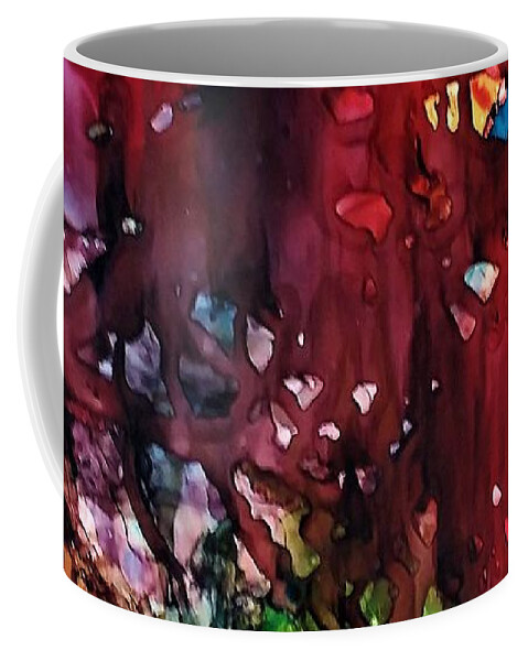 Story Coffee Mug featuring the painting Spinning tales of the wood by Angela Marinari