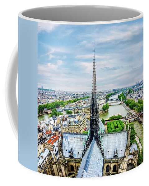 Notre Dame Coffee Mug featuring the photograph Spire of Notre Dame Cathedral in Paris by Alexios Ntounas