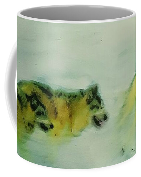 Wolf Wolves Wolfpack Coffee Mug featuring the painting Spirit of the Wolf by FeatherStone Studio Julie A Miller