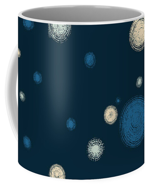 Baby Blanket Coffee Mug featuring the digital art Spots Dots and Circles in Navy Blue Background by Patricia Awapara