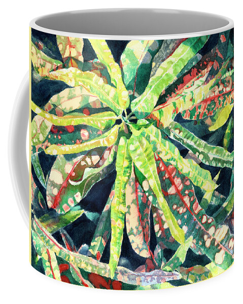 Watercolor Coffee Mug featuring the painting Spotted Leaves by Lisa Tennant