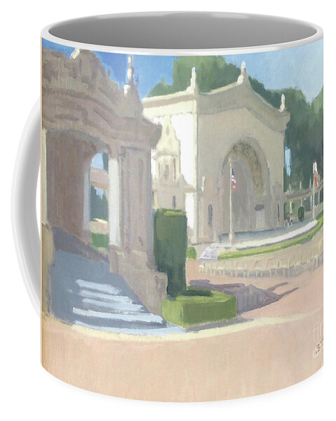 Organ Pavilion Coffee Mug featuring the painting Spreckels Organ Pavilion - Balboa Park, San Diego, California by Paul Strahm