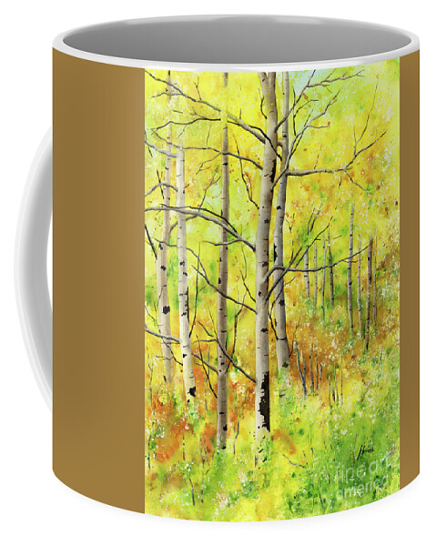 Trees Coffee Mug featuring the painting Spring Aspens by Hailey E Herrera