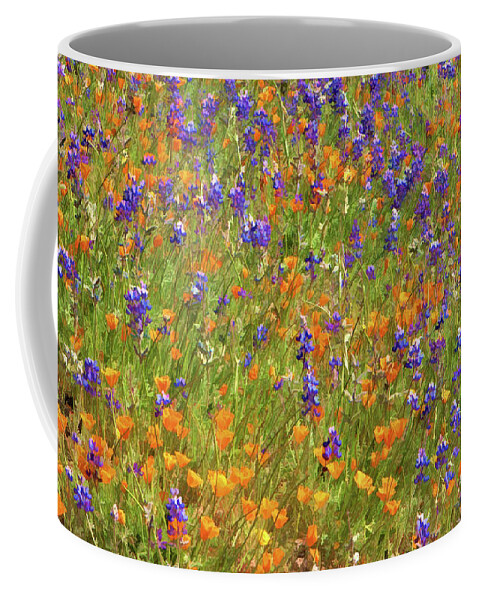 Wildflowers Coffee Mug featuring the photograph Spring Bliss - Poppies and Lupines by Ram Vasudev