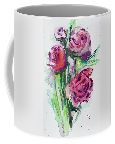 Spring Bouquet Coffee Mug featuring the painting Spring bouquet peonies by Tetiana Bielkina