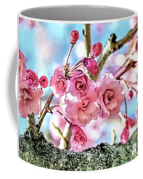 Weeping Cherry Blossoms Coffee Mug featuring the photograph Spring cherry blossoms by Janice Drew