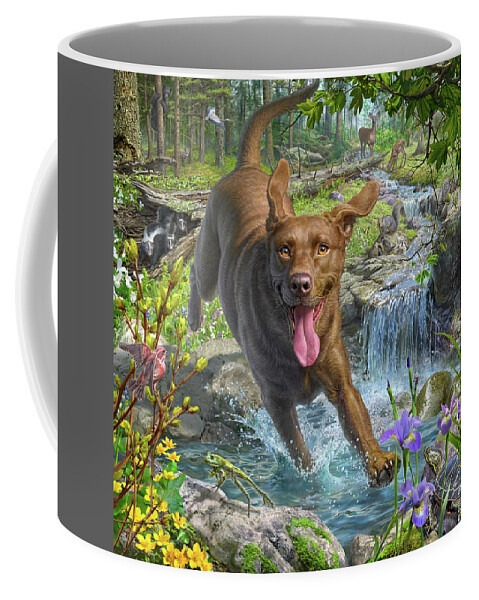 Chocolate Labrador Coffee Mug featuring the digital art Spring Runoff by Mark Fredrickson