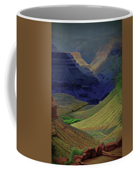 Kim Mcclinton Coffee Mug featuring the painting Spring Storm On Bright Angel Trail by Kim McClinton