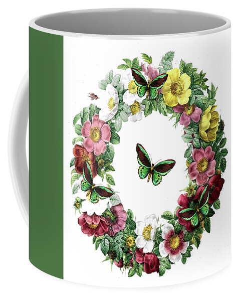 Floral Wreath Coffee Mug featuring the painting Spring Wreath by Tina LeCour