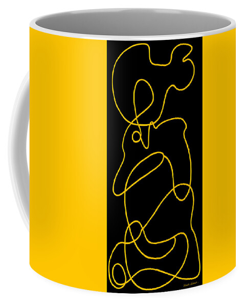 Nikita Coulombe Coffee Mug featuring the painting Squiggles - Yellow by Nikita Coulombe