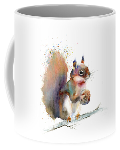 Watercolor Coffee Mug featuring the painting Squirrel by Paintis Passion