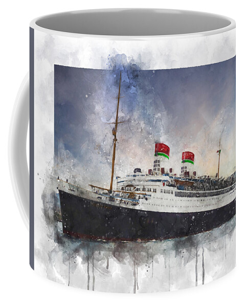 Steamer Coffee Mug featuring the digital art S.S. Conte di Savoia by Geir Rosset