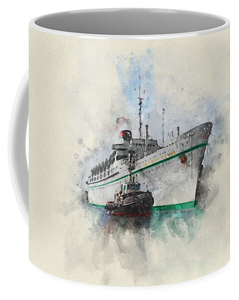 Steamer Coffee Mug featuring the digital art S.S. Cristoforo Colombo by Geir Rosset