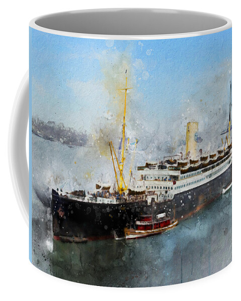 Steamer Coffee Mug featuring the digital art S.S. Drottningholm by Geir Rosset