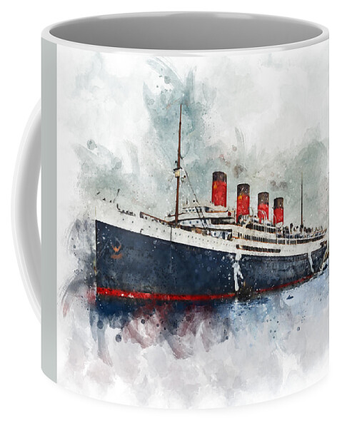 Steamship Coffee Mug featuring the digital art S.S. France 1910 by Geir Rosset