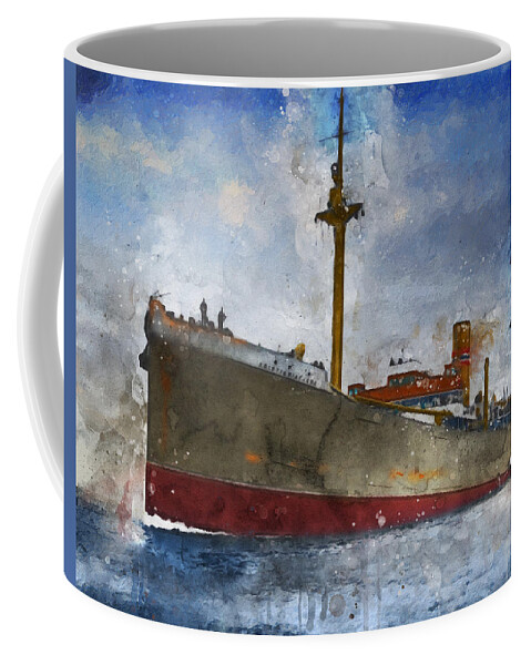 Steamer Coffee Mug featuring the digital art S.S. Kristianiafjord 1921 by Geir Rosset