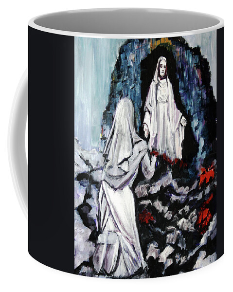 Saint Coffee Mug featuring the painting St Bernadette at the Grotto by Frank Botello