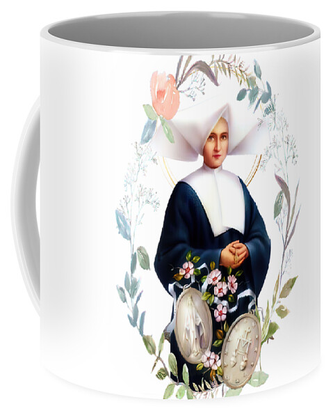 Miraculous Coffee Mug featuring the mixed media St Catherine Laboure and Our Lady of Grace the Miraculous Medal by Mixed Media Art