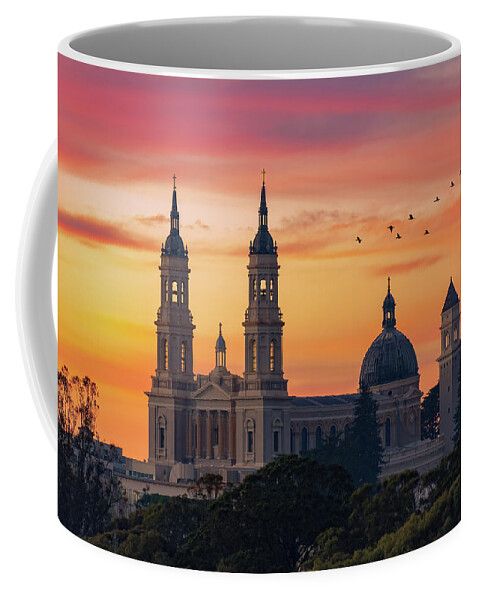 St. Ignatius Coffee Mug featuring the photograph St. Ignatius Sunset by Laura Macky