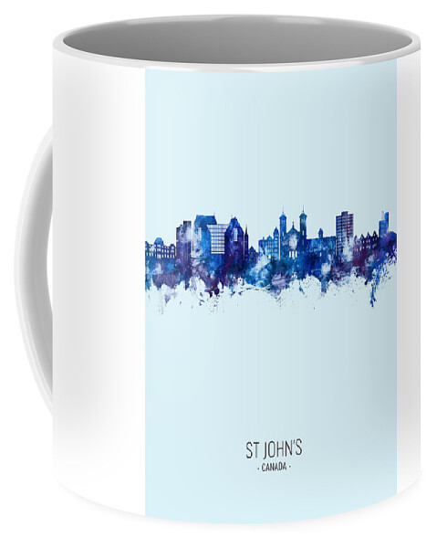 St John's Coffee Mug featuring the digital art St Johns Canada Skyline #84 by Michael Tompsett