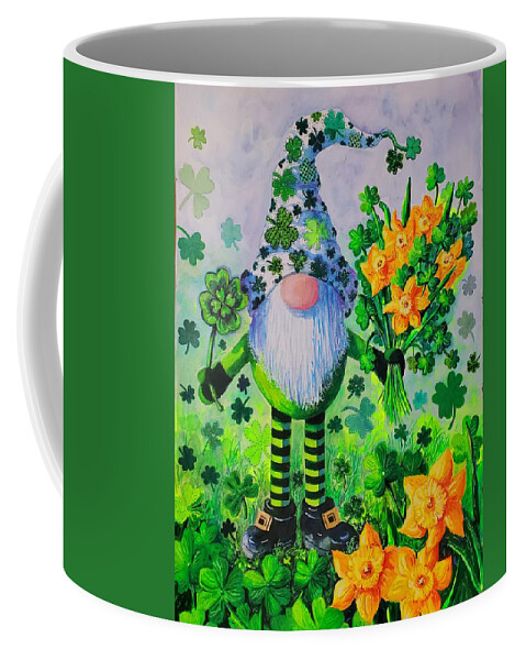 St. Patrick's Day Coffee Mug featuring the painting St. Patrick's Day Gnome by Diane Phalen