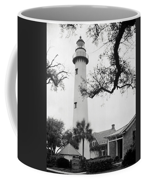 Lighthouse Coffee Mug featuring the photograph St. Simons Island Lighthouse on a windy day by John Simmons