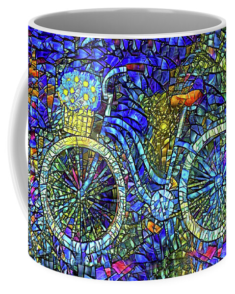 Bicycle Coffee Mug featuring the digital art Stained Glass Bicycle Art by Peggy Collins