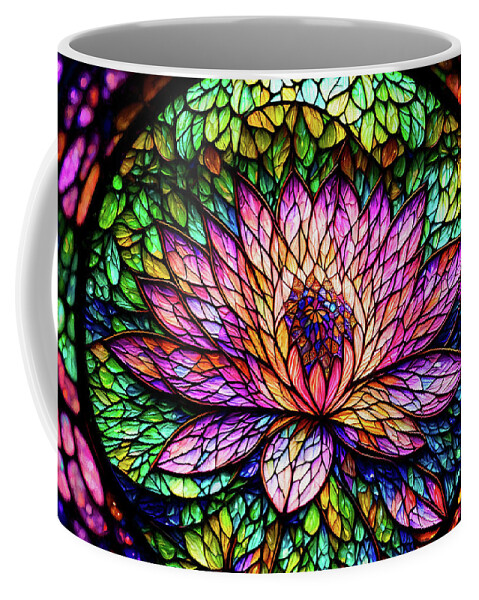 Lotus Coffee Mug featuring the digital art Stained Glass Lotus by Peggy Collins