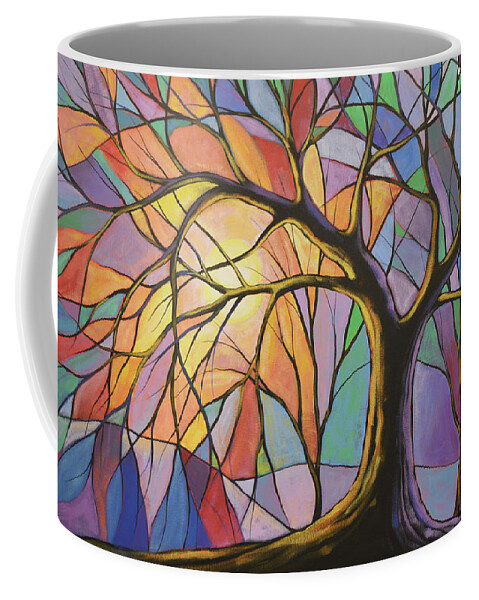 Trees Coffee Mug featuring the painting Stained Glass Sky by Amy Giacomelli