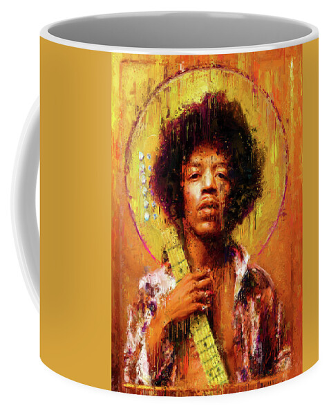 Star Icons Coffee Mug featuring the painting Star Icons Jimi Hendrix by Vart by Vart